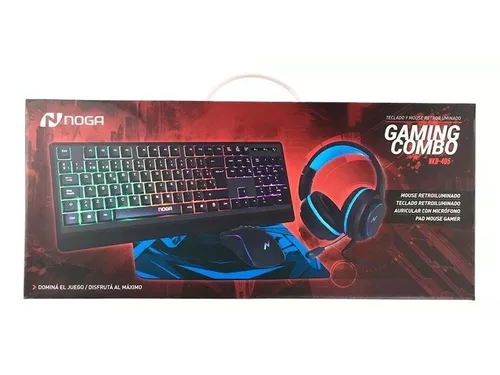 Kit Gamer Teclado Mouse Auricular Pad Combo 4en1 Noga Nkb405 Color del mouse Negro Color del teclado Negro