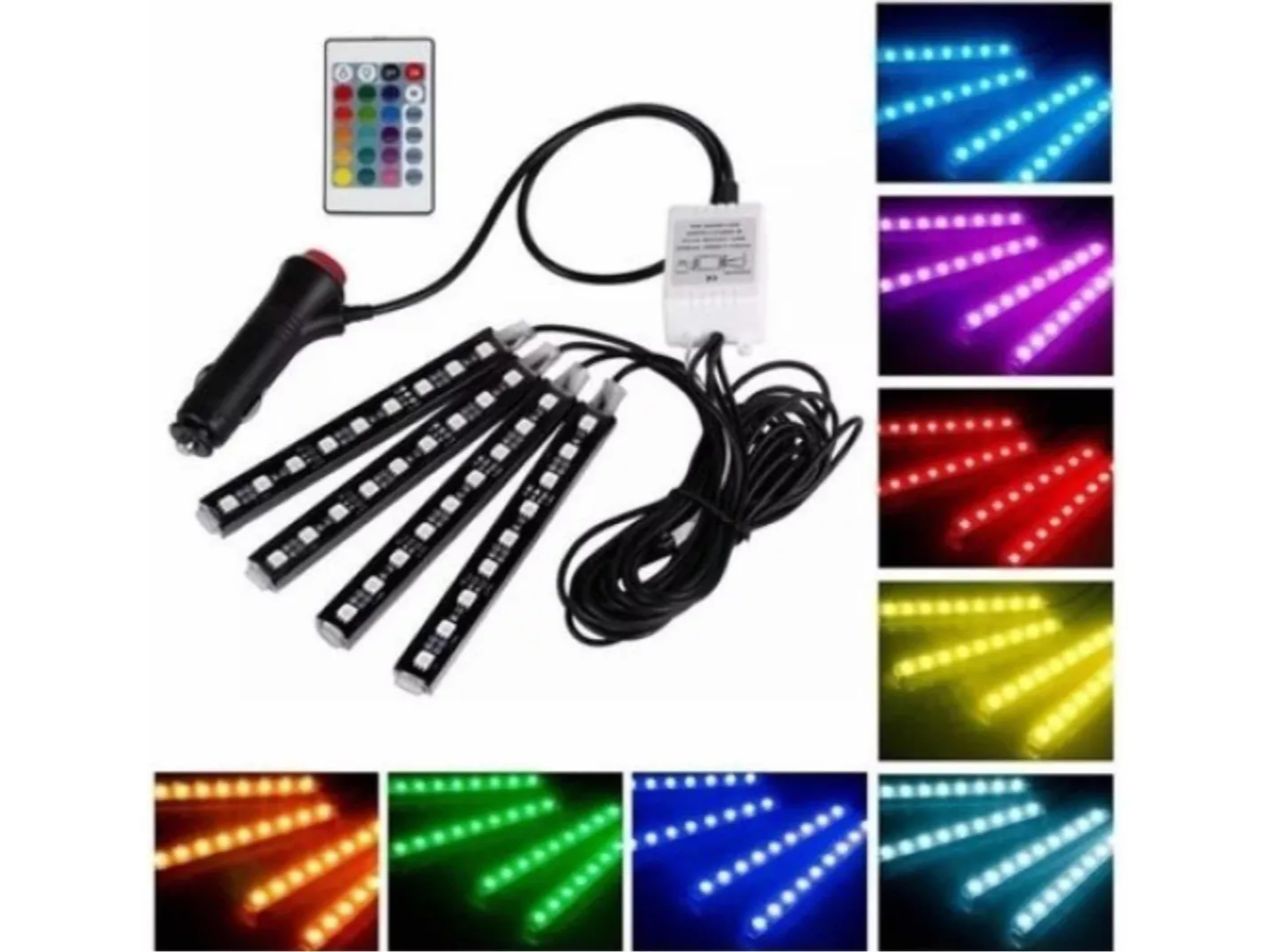 Tiras Luces Led Tunning Auto Rgb Interior Audioritmica 12v