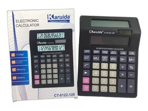 Calculadora Doble Pantalla Y Teclas Gigantes 12 Digitos Color Negro