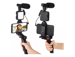Estabilizador Para Celular C/ Luz Microfono Y Control Remoto Color Negro