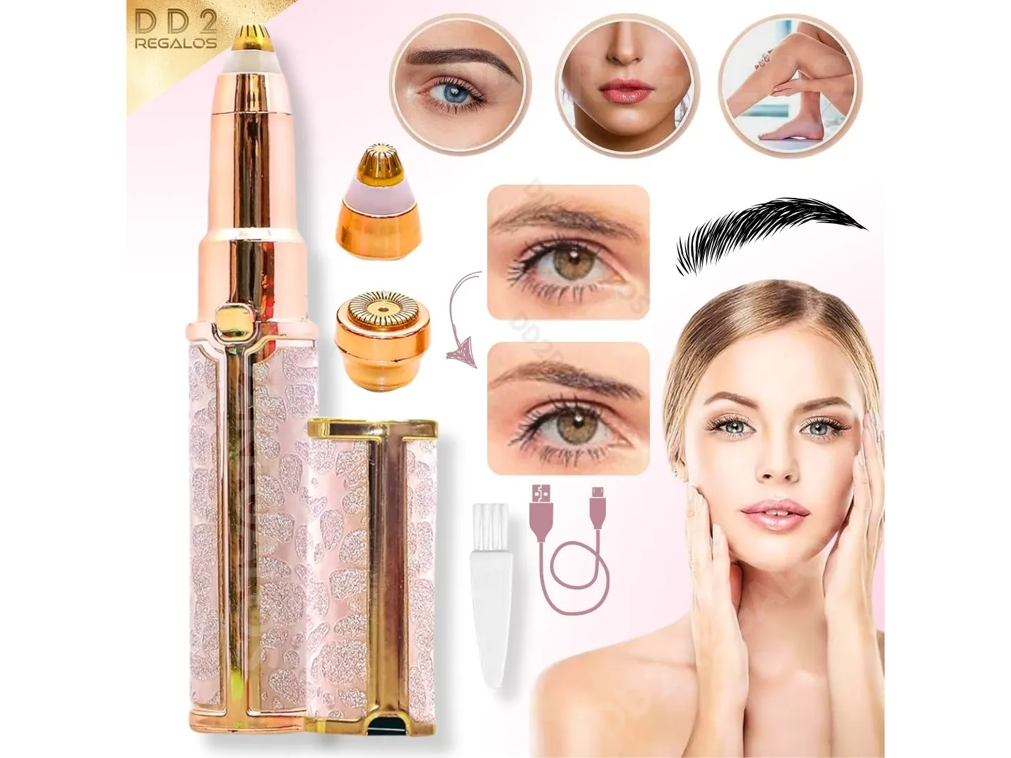 Depilador Vello Facial Y Corporal Recargable 2 En 1 Portatil