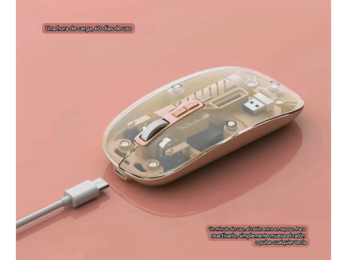 Mouse Inalámbrico Recargable Transparente