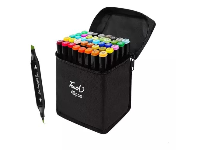 Marcadores Doble Punta X 40u Fibrones Plumones Con Estuche