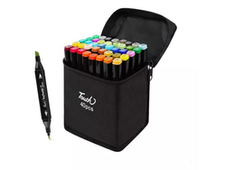 Marcadores Doble Punta X 40u Fibrones Plumones Con Estuche