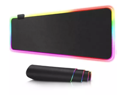 Mouse Pad Rgb Gamer Usb Luz Led 80x30 Cm Retroiluminado Color Negro