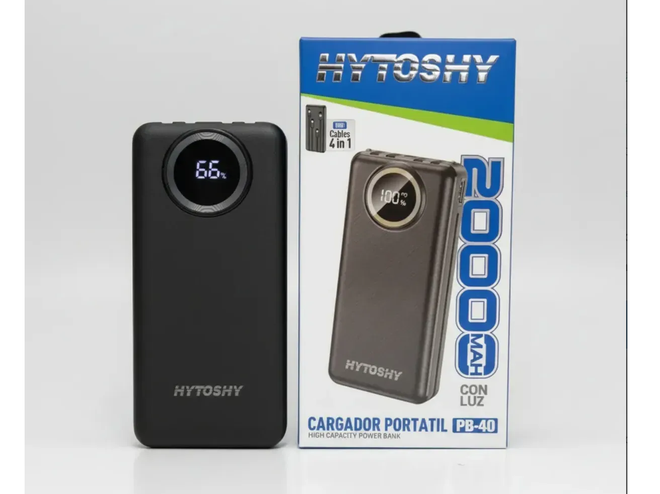 Cargador Portatil Power Bank 20000mah + 4 Fichas Integradas