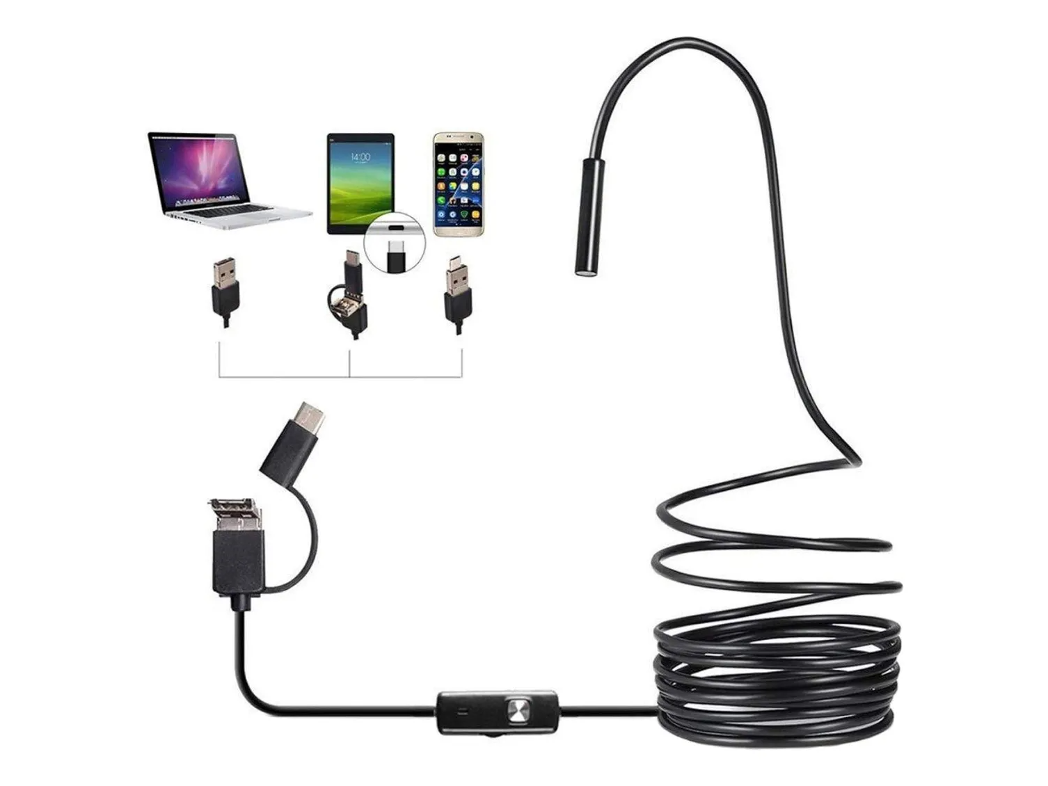 Boroscopio Camara Endoscopica 3 En 1 Inspeccion Espia C/luz