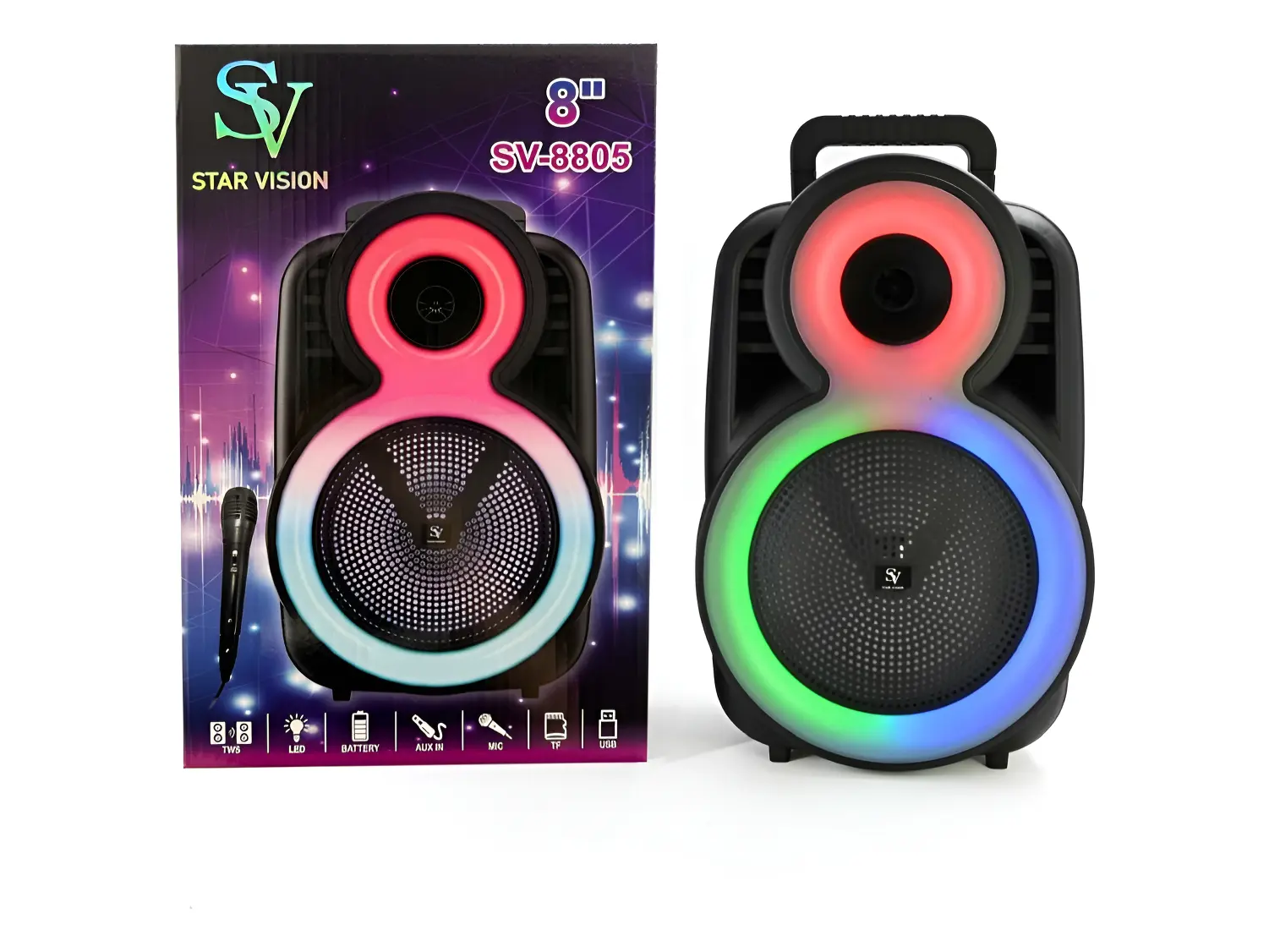Parlante Bluetooth 8 Pulgadas Con Micrófono Karaoke Led Usb