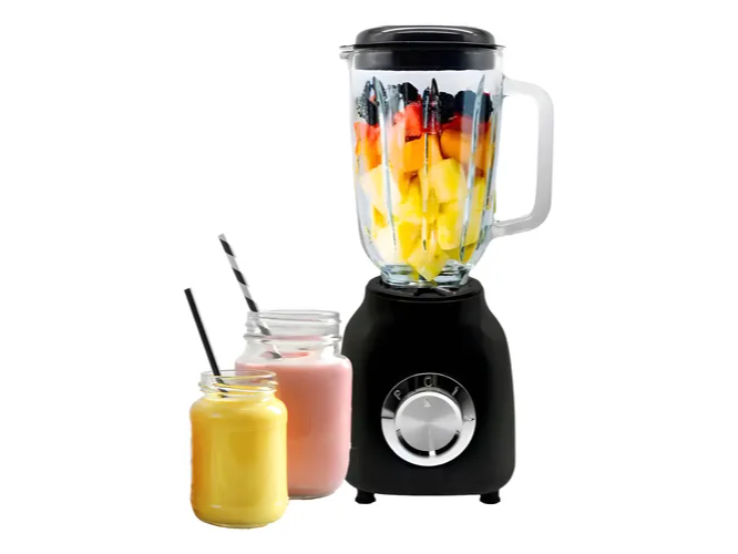 Licuadora De Vaso Con Jarra Vidrio Pica Hielo Graduada 1,5 L Negro