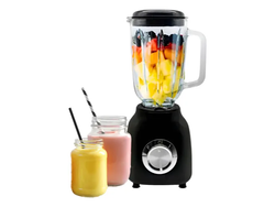 Licuadora De Vaso Con Jarra Vidrio Pica Hielo Graduada 1,5 L Negro