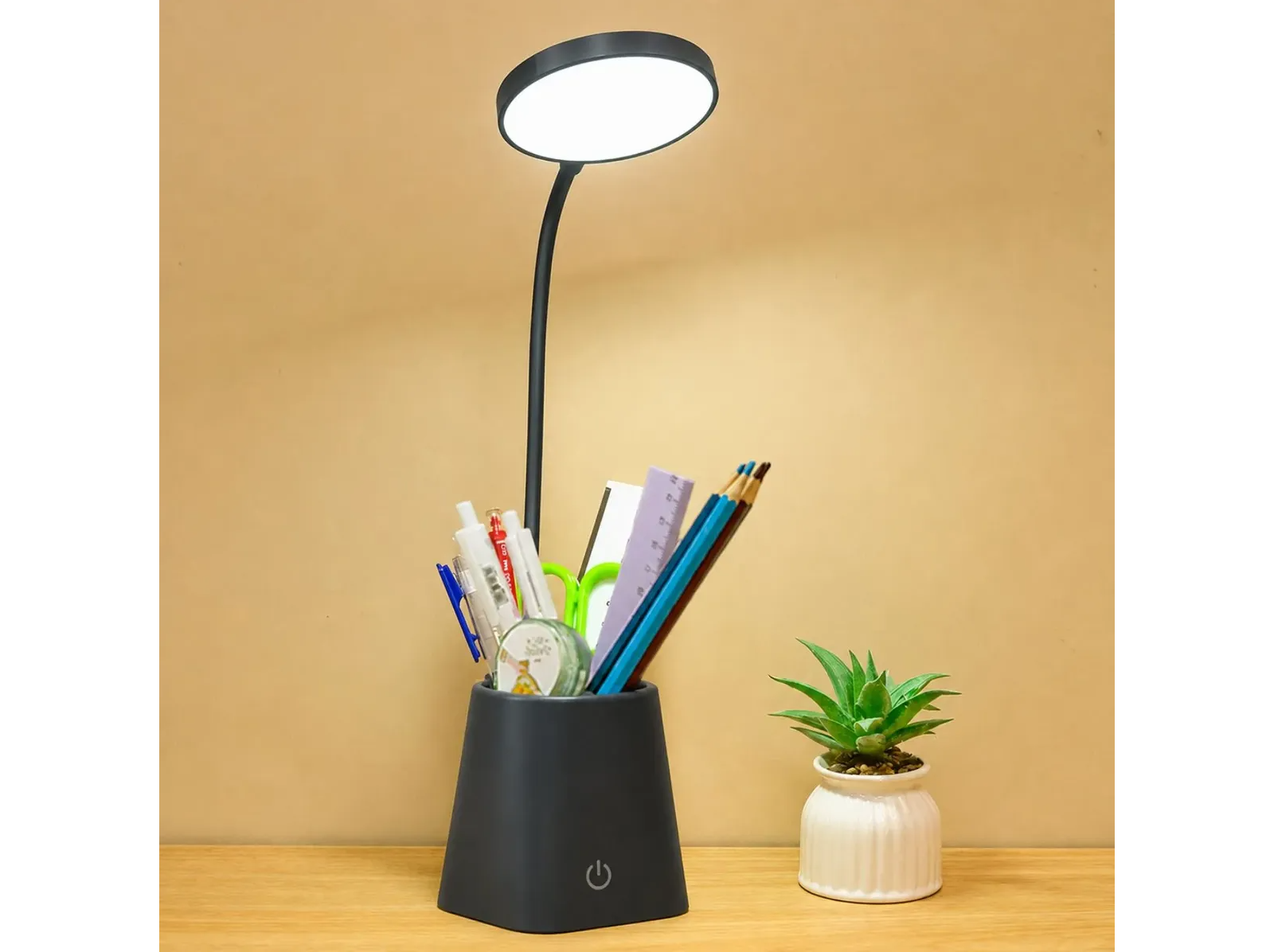 Lampara Velador Led Recargable Escritorio Base Lapicero