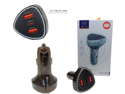 Cargador auto Time 66W (2 Entrada USB Y Entrada TC)