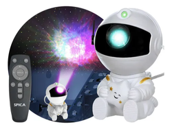Proyector Velador Astronauta Spica Atn-20 Galaxia Nebulosa Estructura Blanco Pantalla Negro