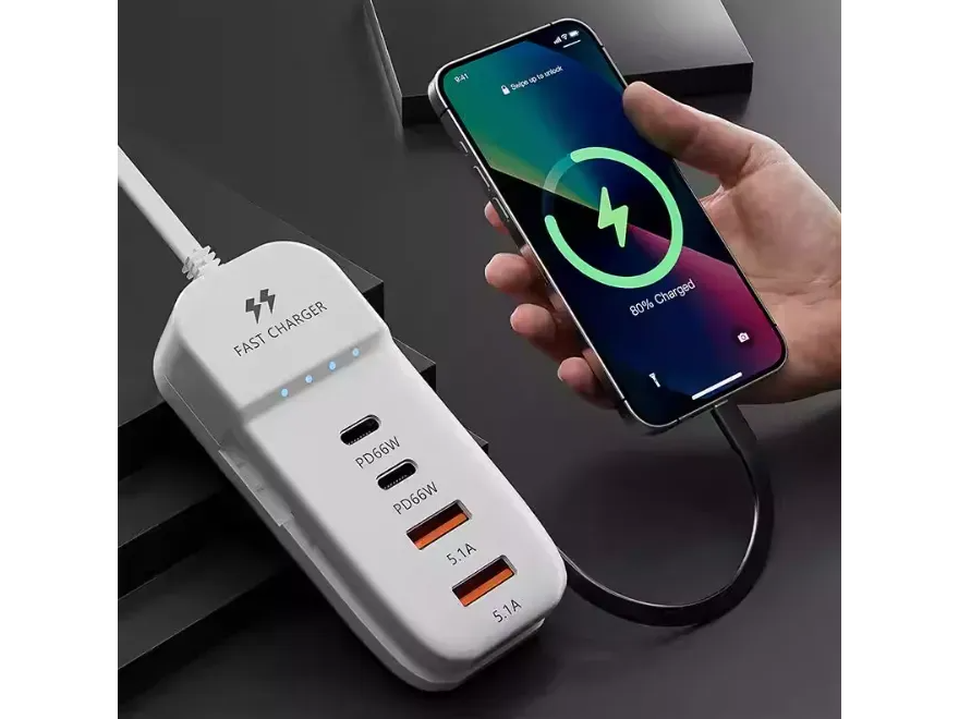Cargador Múltiple Rack Charger 66w 2 Usb-c + 2 Usb