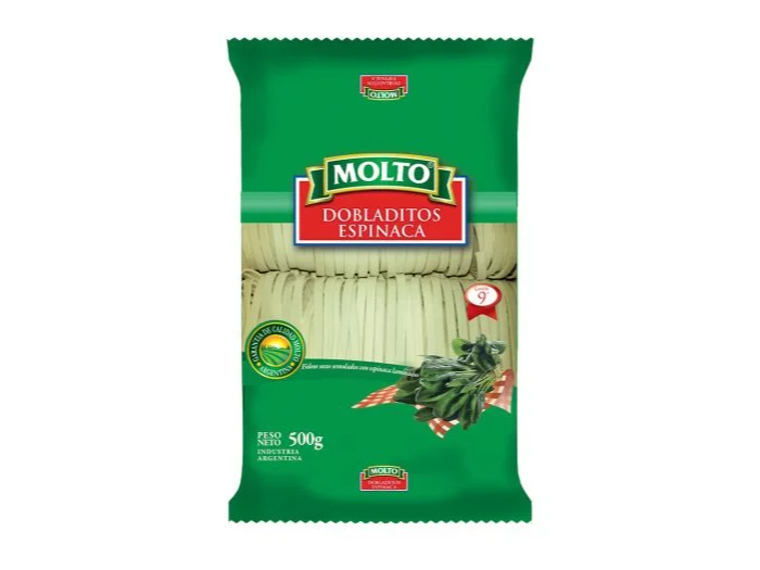Fideos Molto Hvo Dobladodito Espinaca 500gr