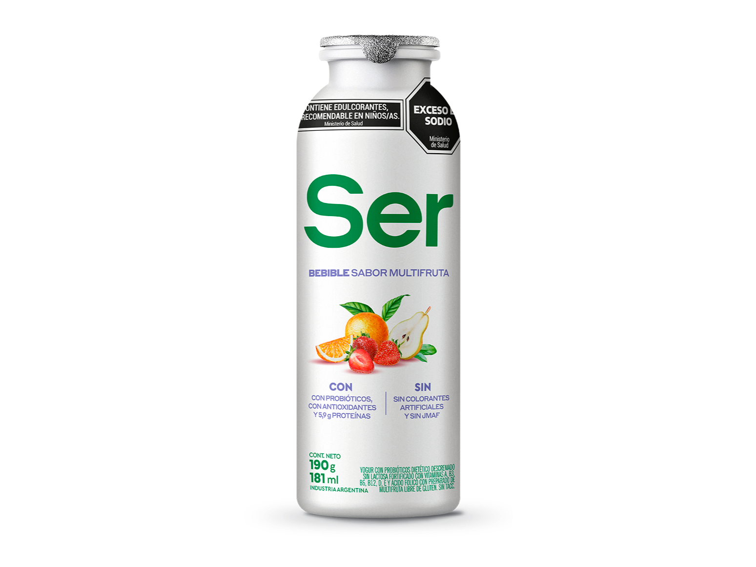 Yogur SER nature con vitaminas multifruta botella x 190gr