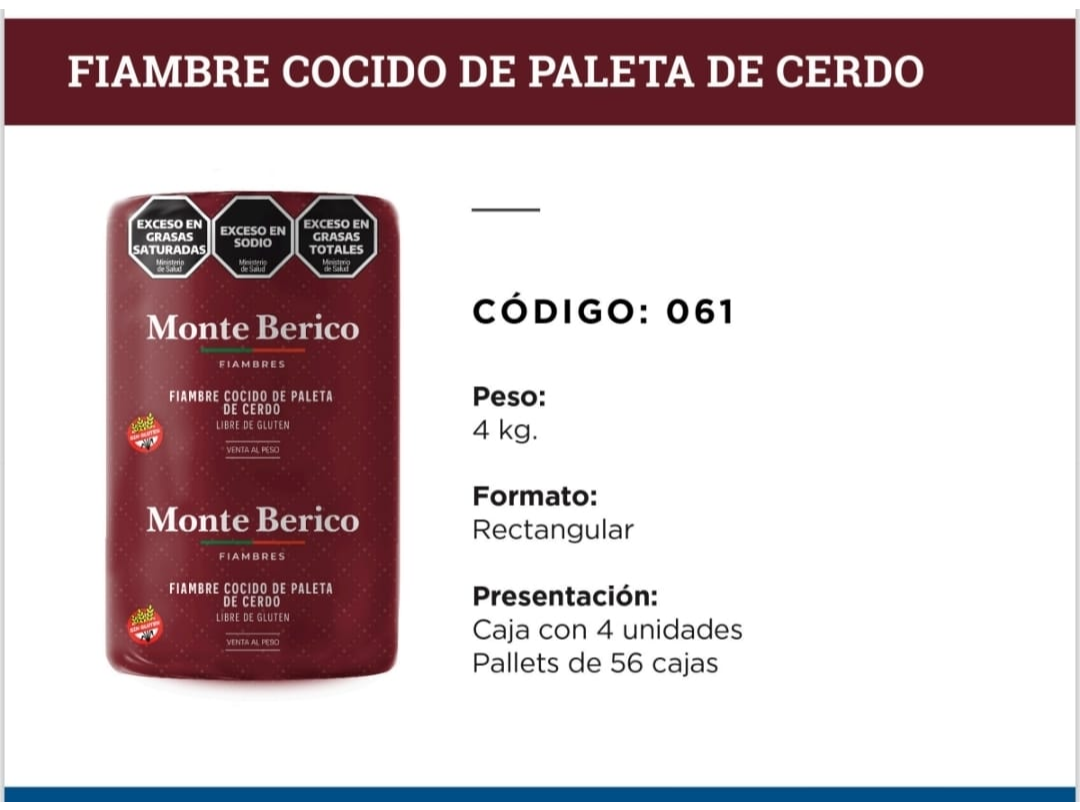 FIAMBRE C. DE PALETA (PALETA ESP.) $ 10500 KG de Lacteos y Fiambres Avenida Suc. Alvear 314
