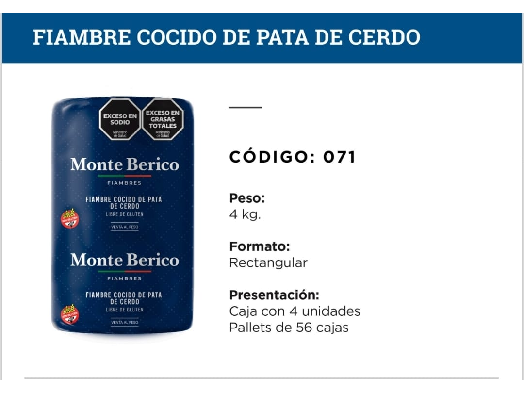 FIAMBRE C. DE PATA DE CERDO (PERNIL) $ 12000 KG