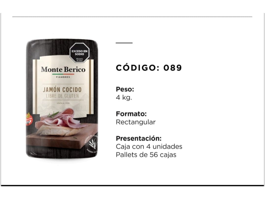 JAMON NATURAL S/CUERO $ 18000 KG