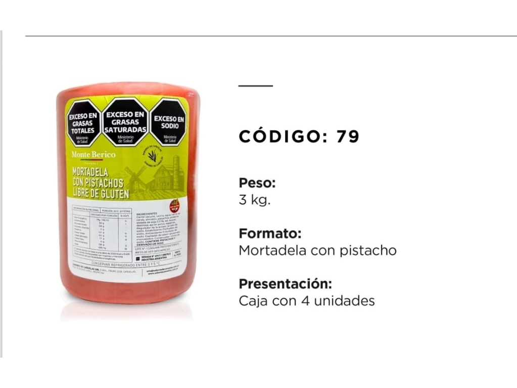 MORTADELA C/PISTACHOS $ 11060KG