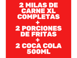 2 MILAS COMPLETAS + 2 FRITAS + 2 GASEOSAS