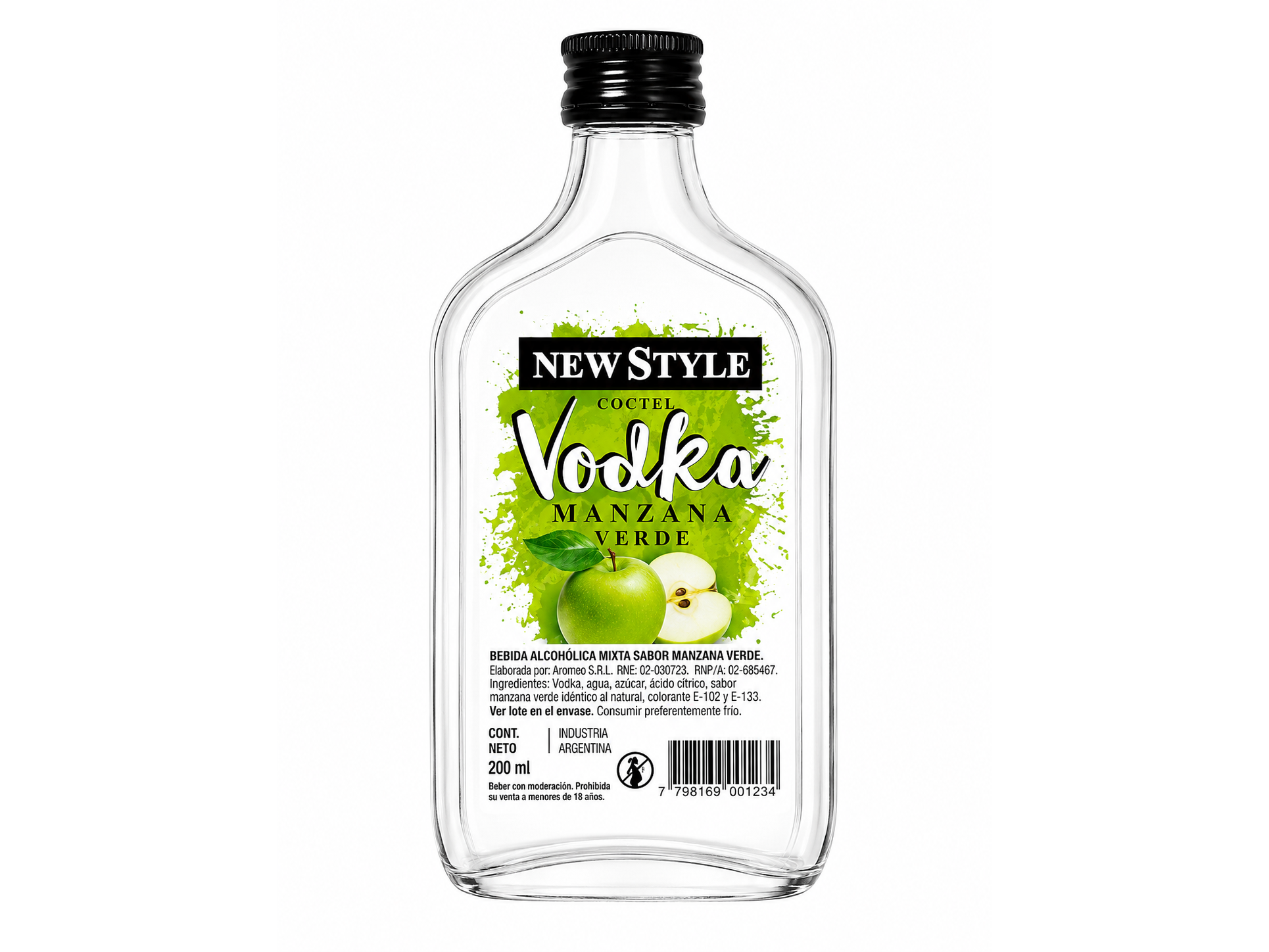 Petaca de vodka New Style manzana x 01 unidad