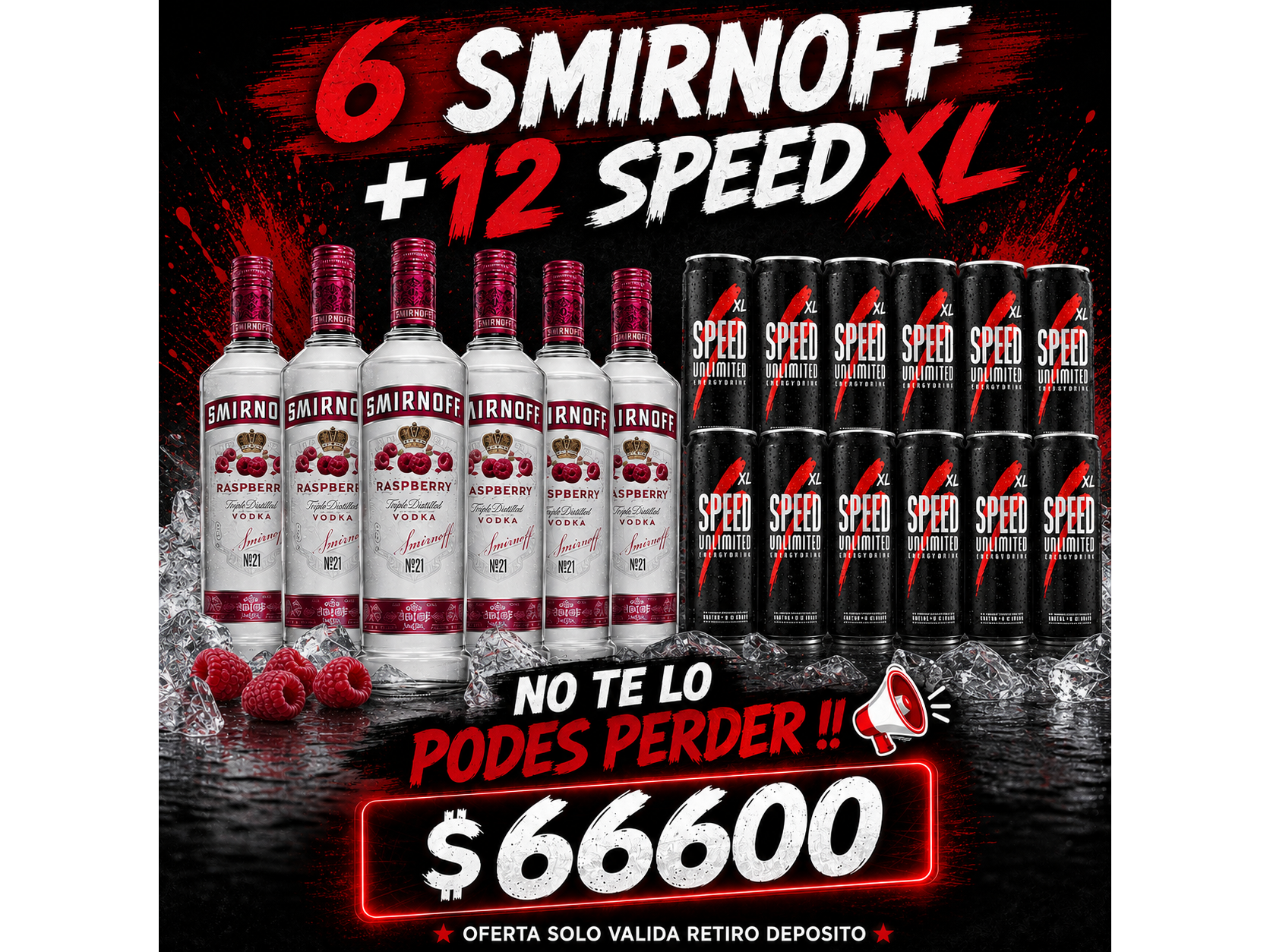 6 smirnoff raspberry + 12 Speed XL