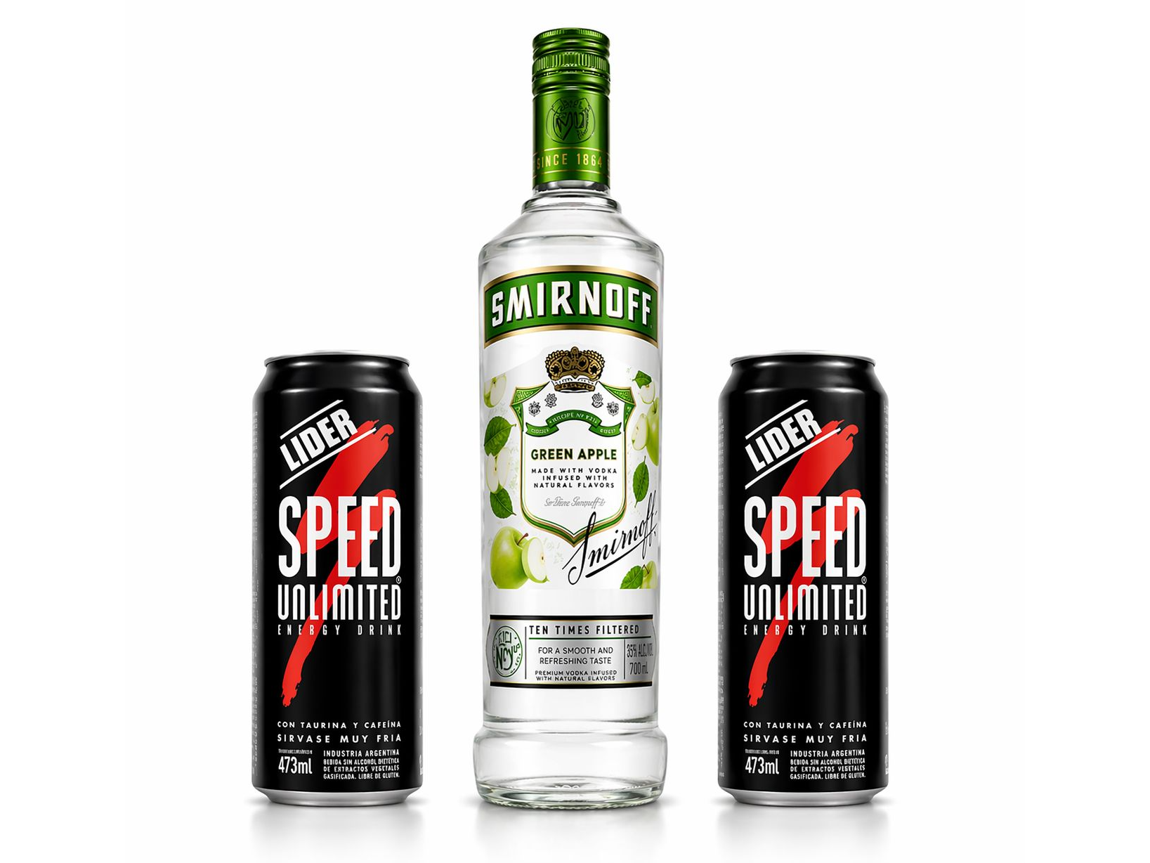 1 smirnoff manzana +2 Speed XL