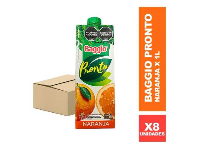 Jugo Baggio 1 lts Naranja Pack x 8