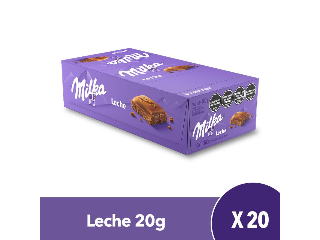 Chocolte con leche Milka cja x 20 unid