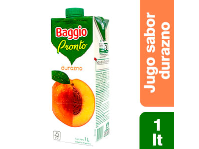 Jugo Baggio 1 lts Durazno Pack x 8