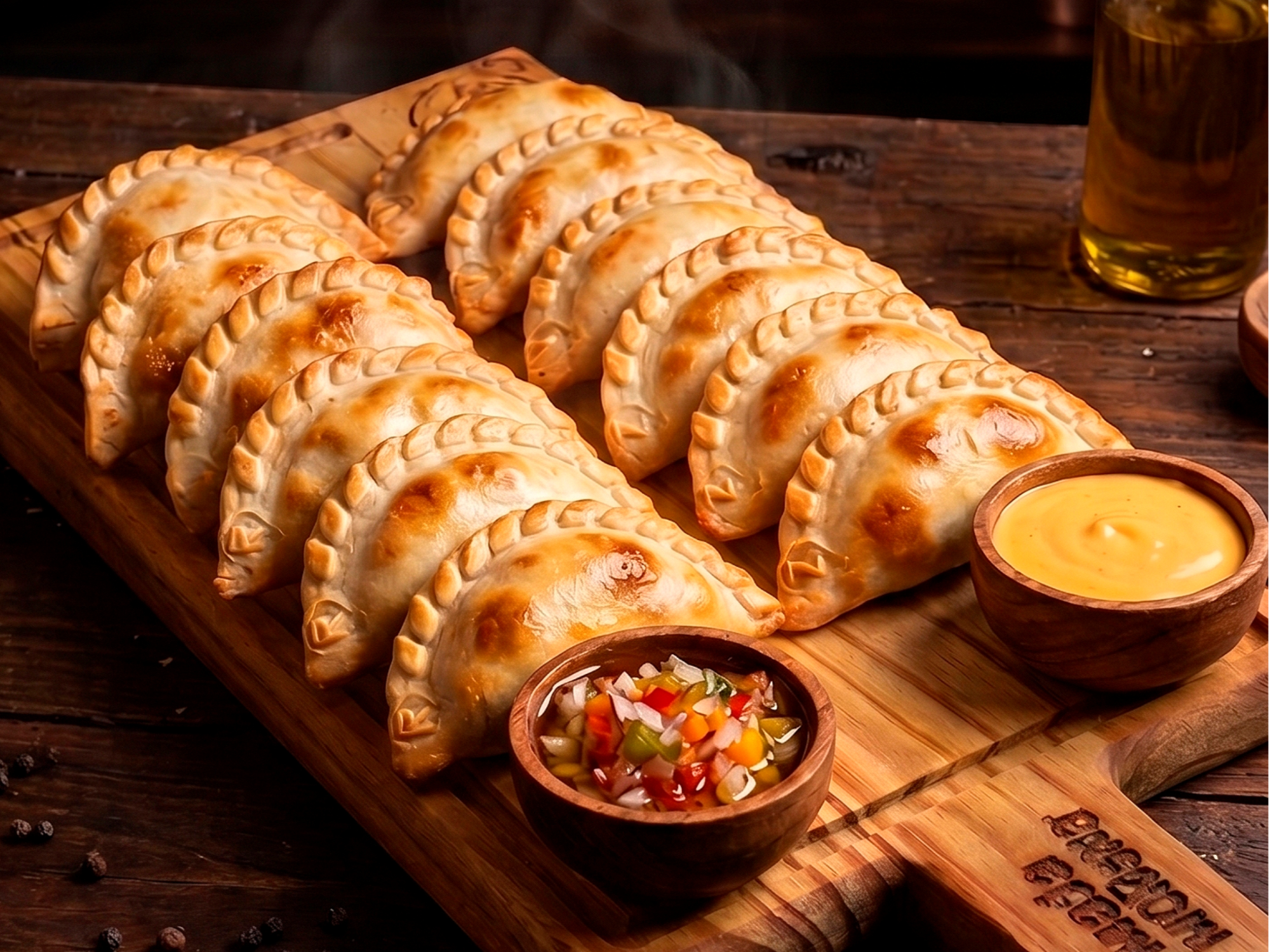 12 empanadas + 2 salsas