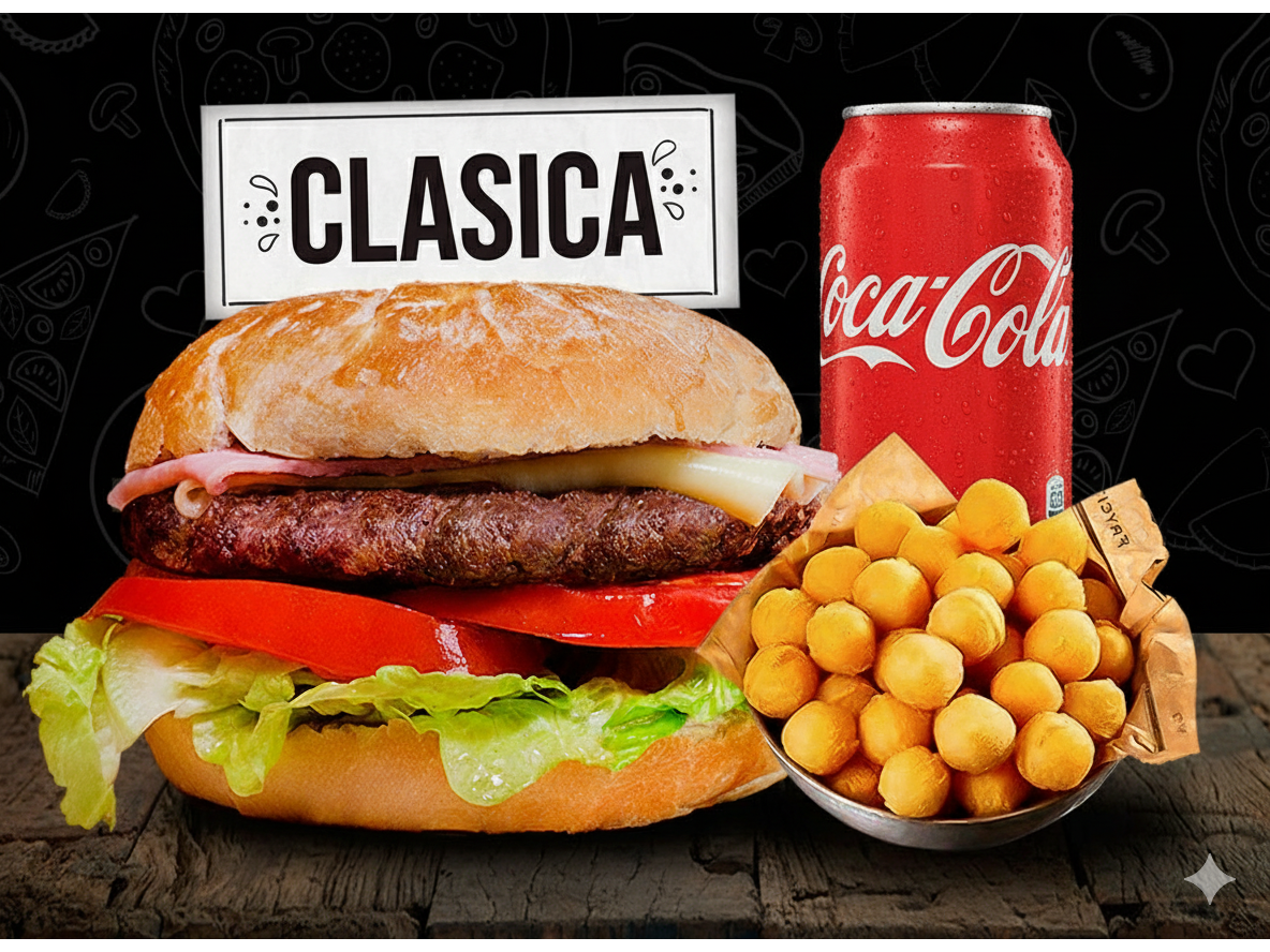 COMBO NINJA BURGER CLASICA + LATA DE GASEOSA