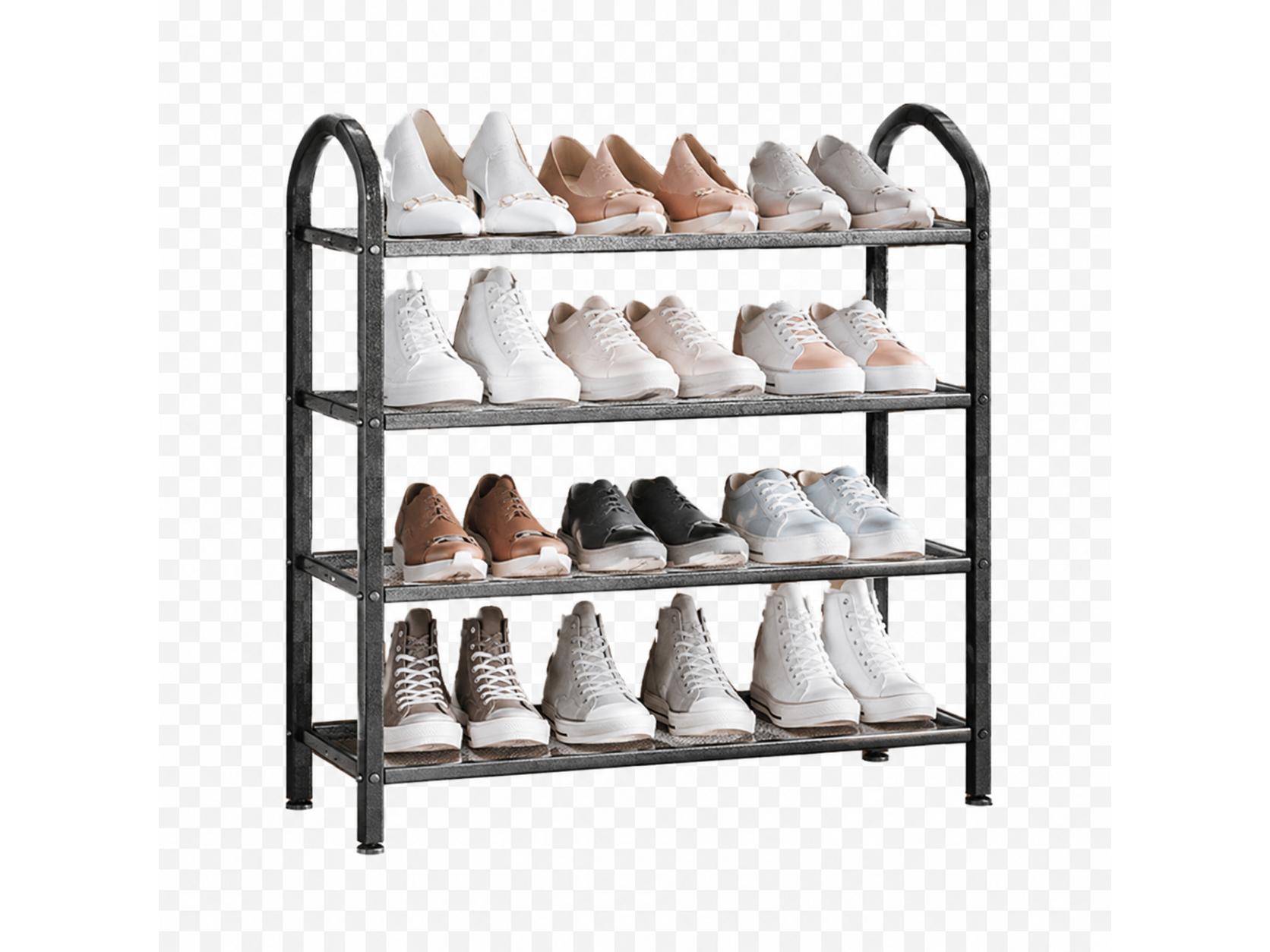 Zapatero Organizador de 4 Estantes 12 Pares Negro