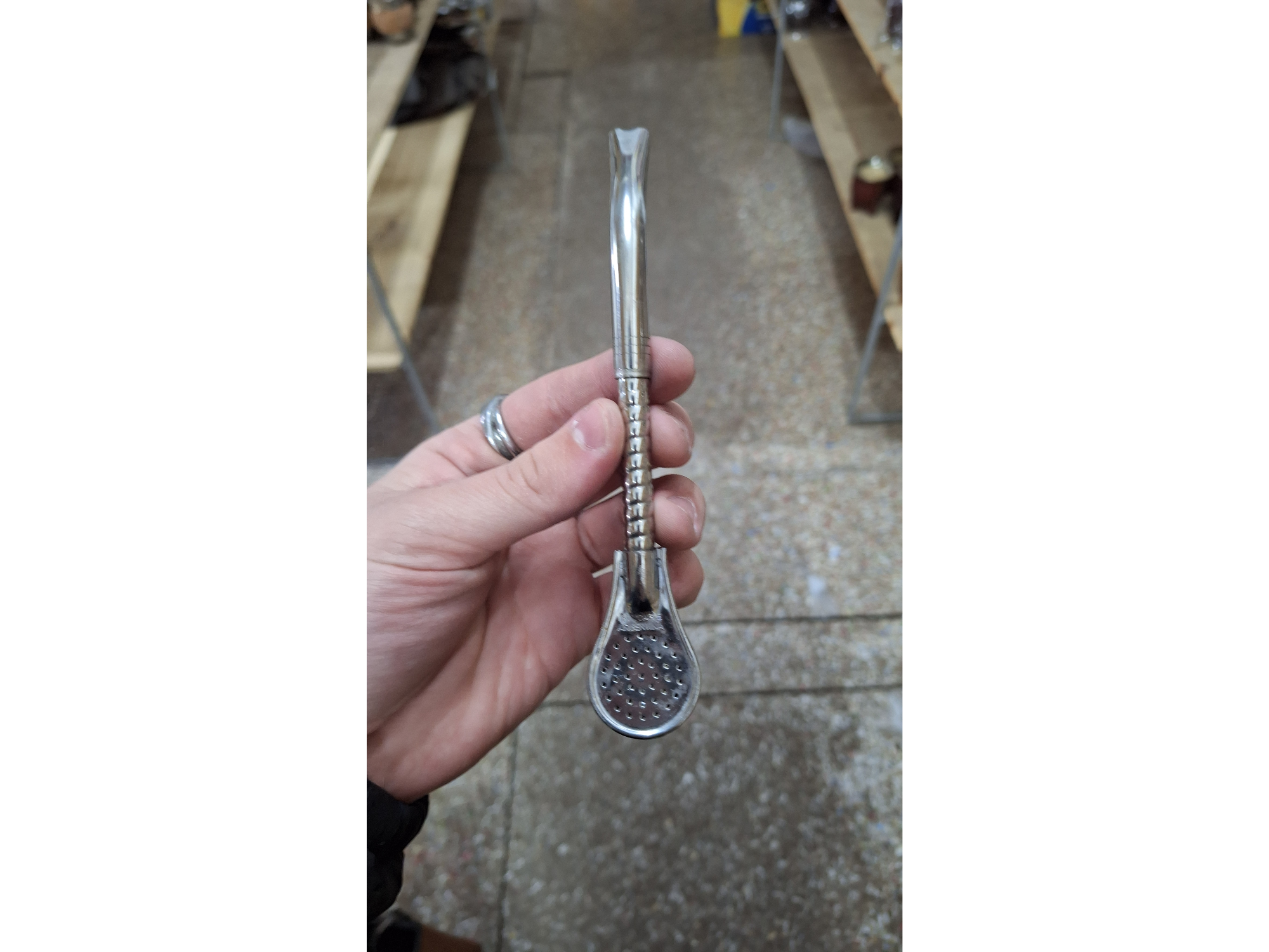 Bombilla de pala ancha torneada acero inoxidable
