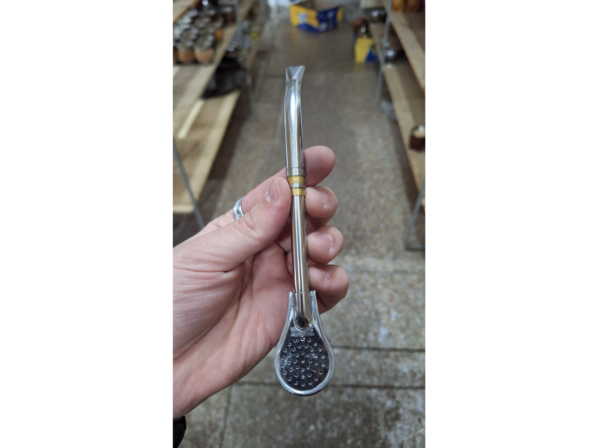 Bombilla pala ancha doble dos anillos acero