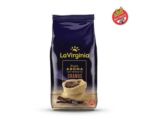 Cafe La Virginia Puro Aroma en Grano x 500gr