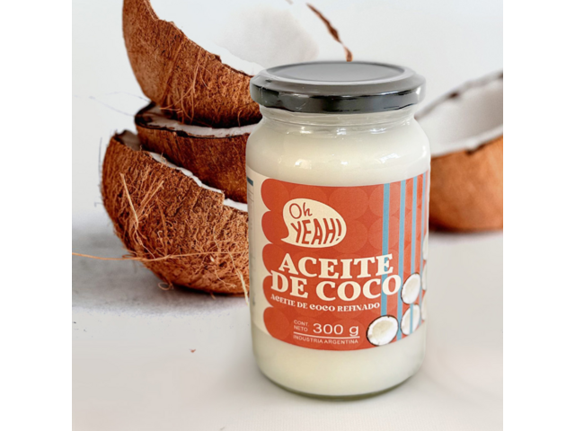 Aceite de Coco Virgen Organico x 300gr envase VIDRIO