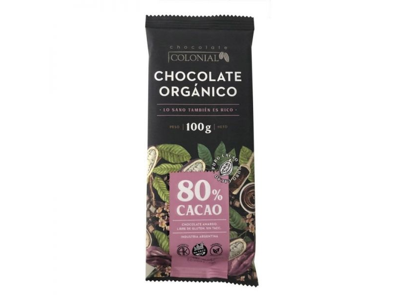 Chocolate 80% cacao Organico Colonial