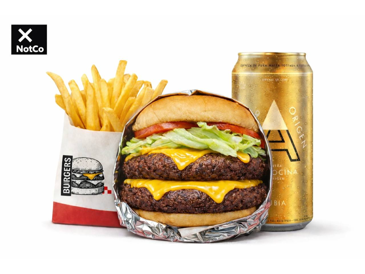 Cualquier Burger VEGGIE + Papas + Cerveza