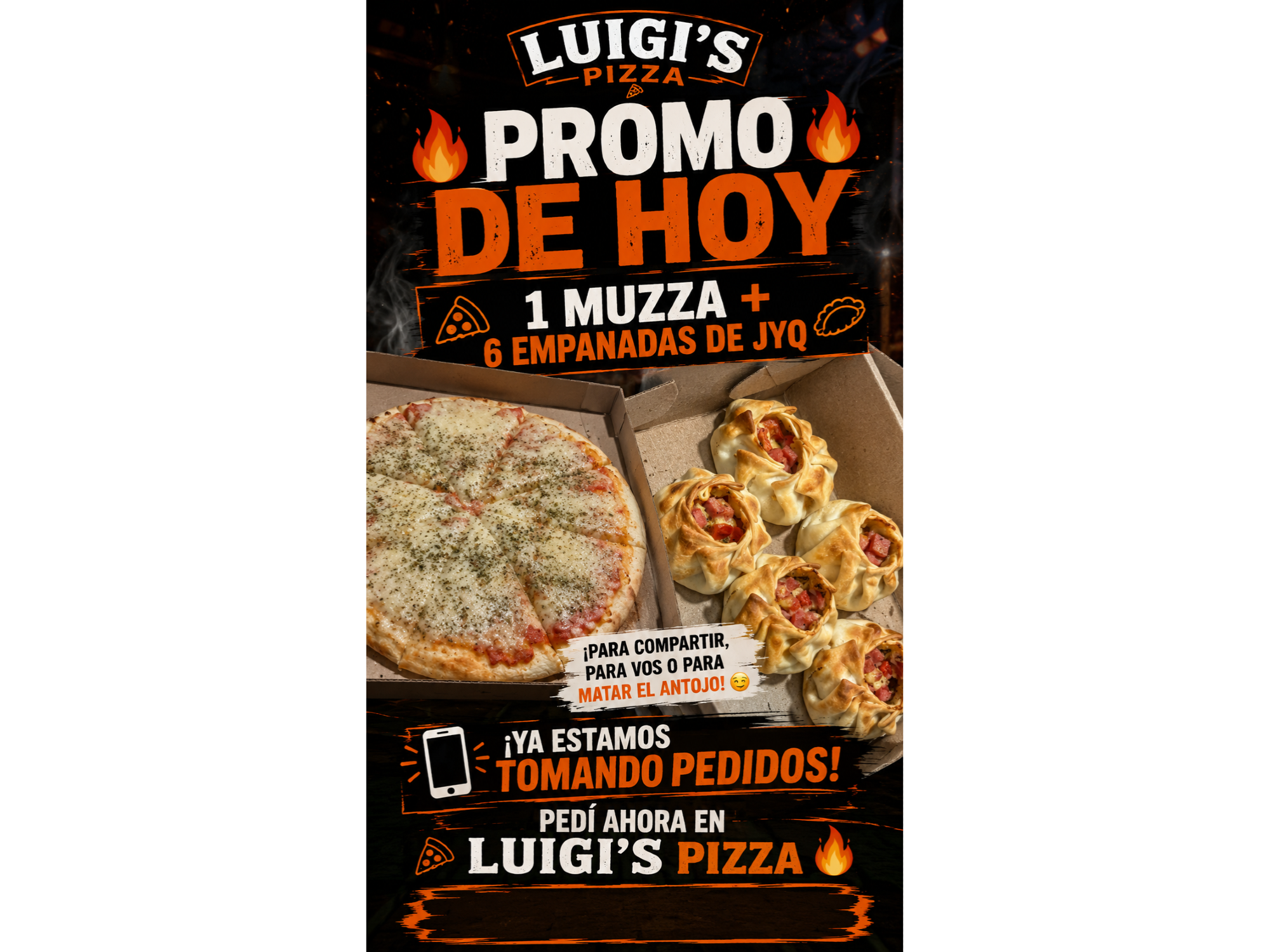 1 Muzza y 6 empanadas de JYQ