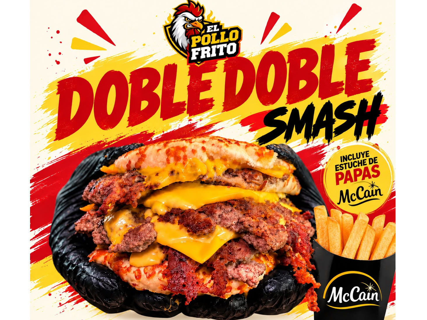 Doble Doble Smash de El Pollo Frito Santa Fe