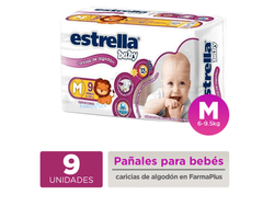 Pañales Estrella Baby Caricias De Algodón M (6 a 9.5 kg). 44 Un