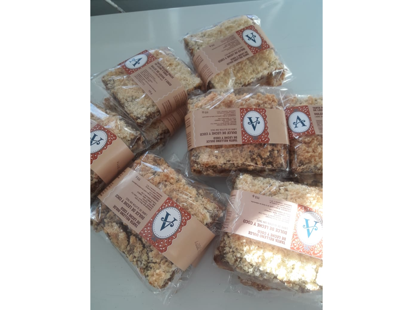 Cuadrado de coco y dulce de leche sin tacc