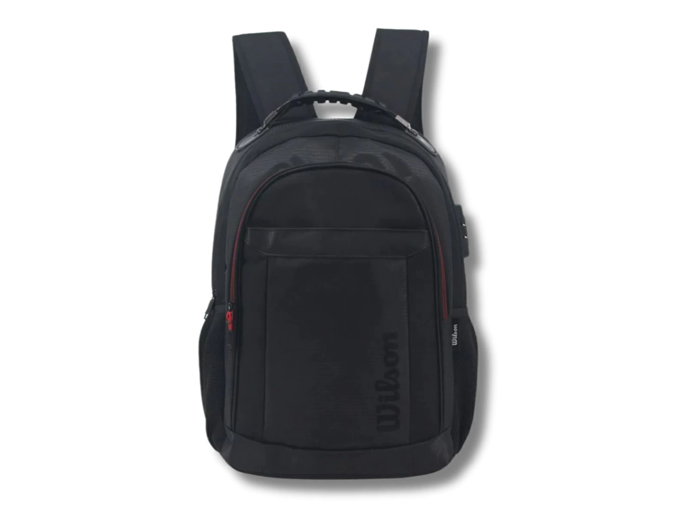 Mochila Wilson negra con detalles rojos