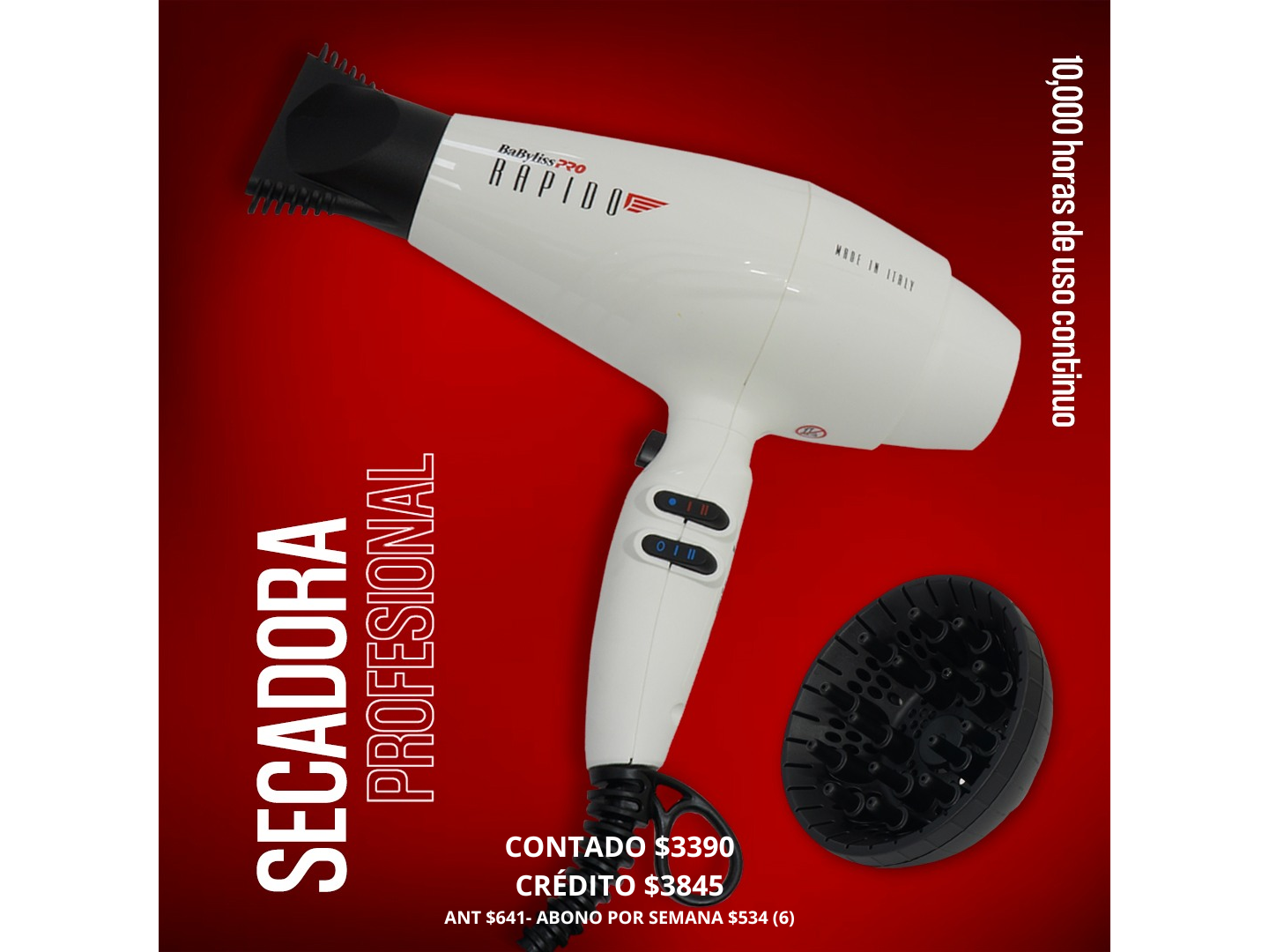 SECADORA BLANCA BABYLISS SECADO RAPIDO