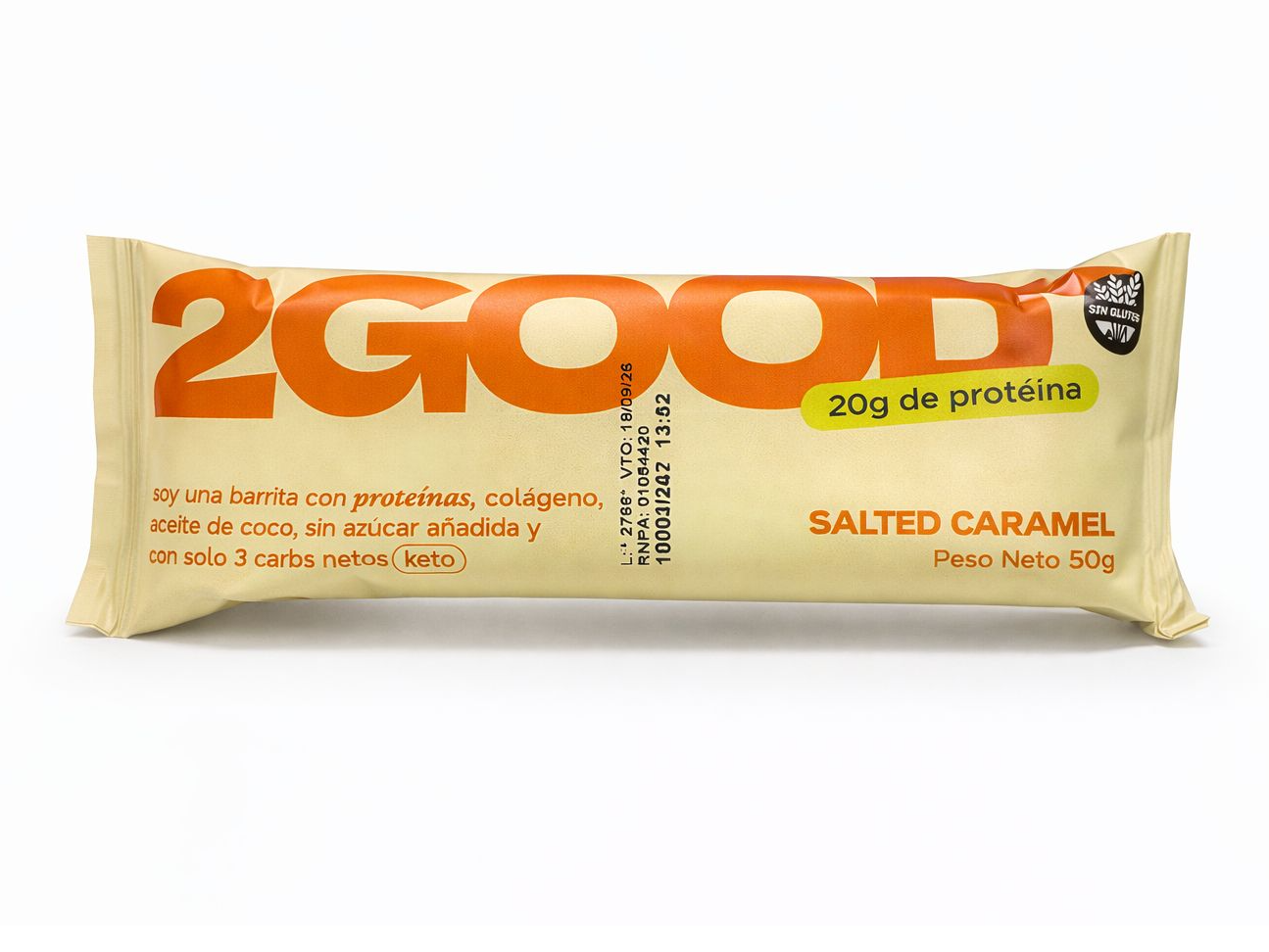 Barra salted caramel con 20 gr de proetina 2good