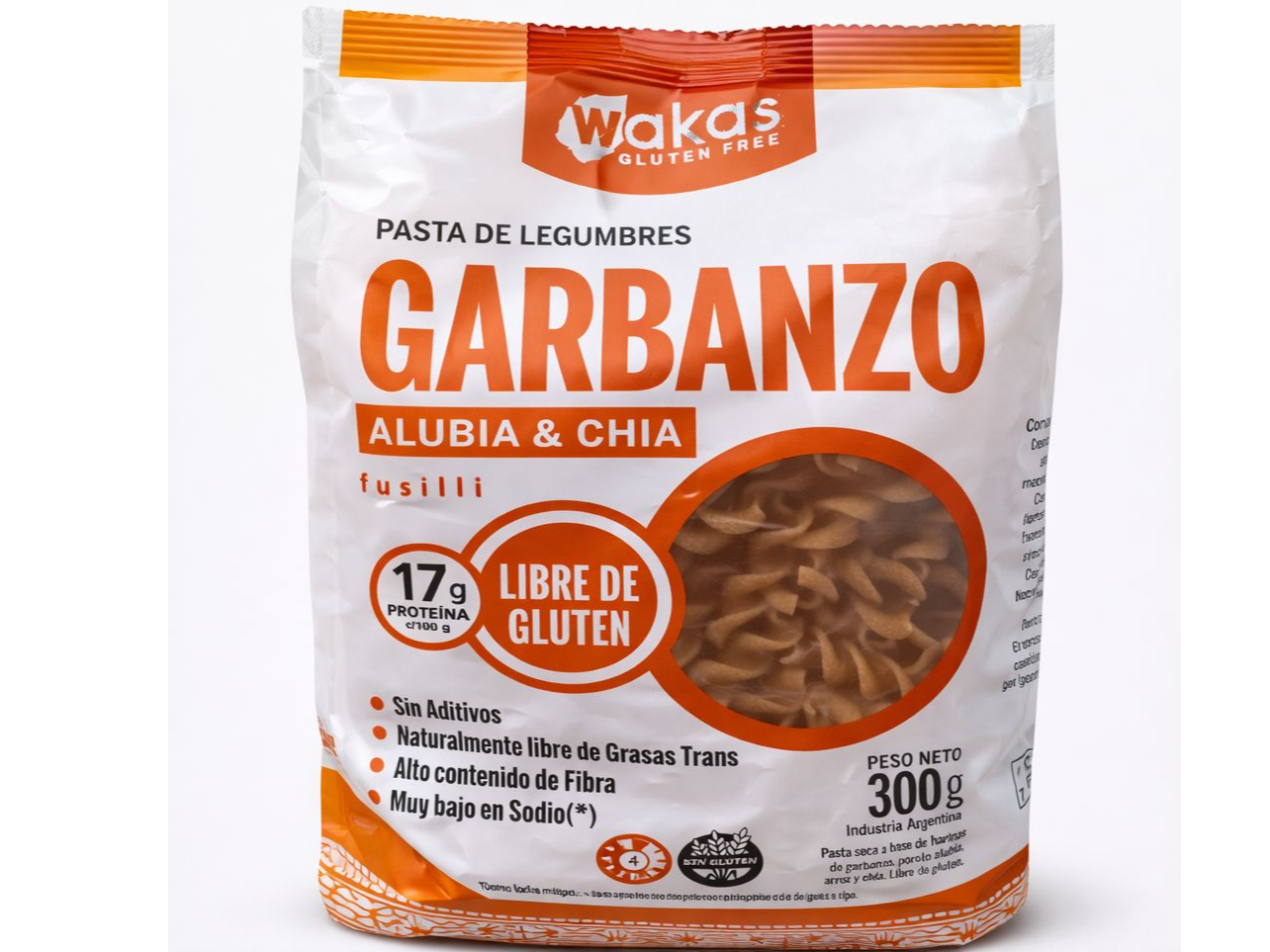 Pasta de legumbres Garbanzo, Alubia & Chia Wakas  300 gr