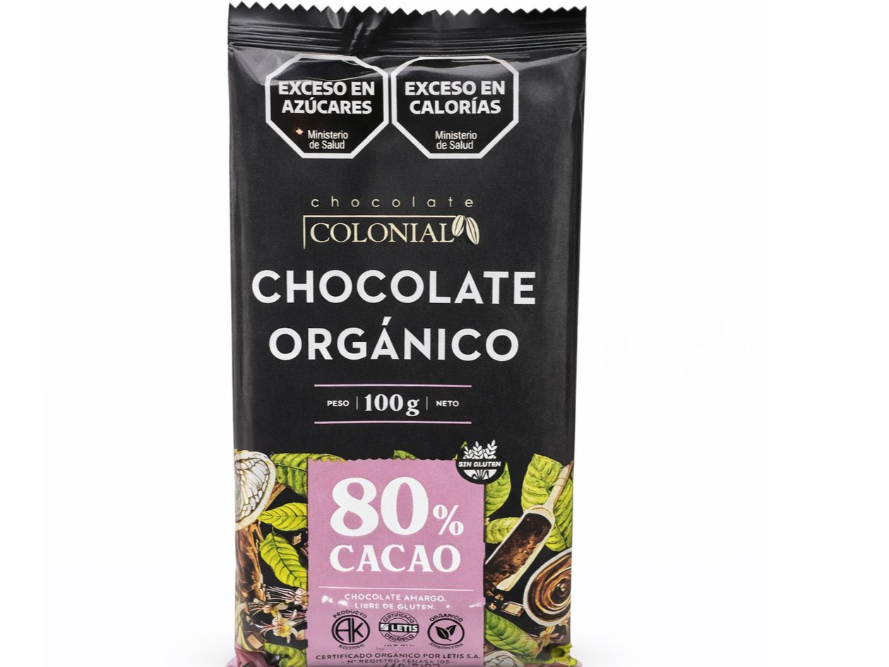 Chocolate organico 80 % cacao  Colonial  100 gr
