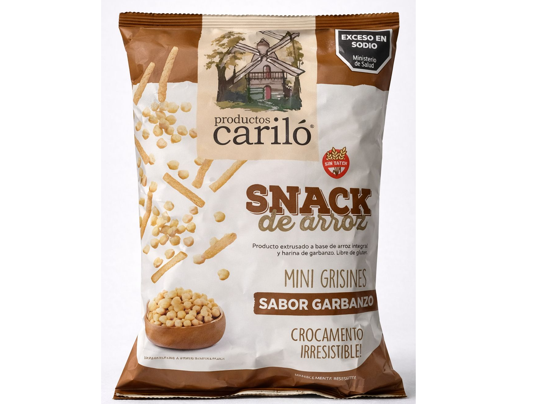 Mini grisines  sabor garbanzo de arroz sin gluten Carilo  120 gr